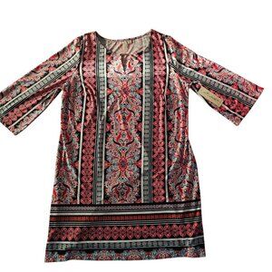 Tacera Dress Womens Size 2XL Pink Black Floral Sheath Dress Spring Summer NWT